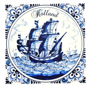 Typisch Hollands Double greeting card - Delft blue - Schip-Holland