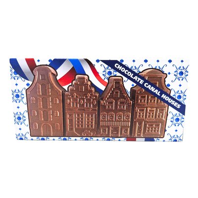 Typisch Hollands Milk chocolate gabled houses in Delft blue gift box