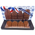 Typisch Hollands Giebelhäuser aus Milchschokolade in einer Delfter Blau-Geschenkbox