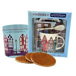 TTD Gifts Cadeauset blik en mok - Amsterdam huisjes