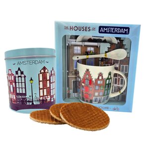 Typisch Hollands Gift set tin and mug - Amsterdam houses
