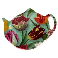 Typisch Hollands Tea bag - Saucer - Pretty tulips - green