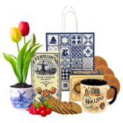 typisch-hollands-geschenkpakket Dutch gift bag with flower pot tulips and mug