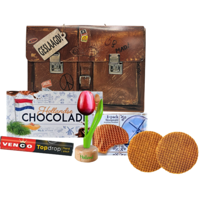 Typisch Hollands   Geschenktasje - Geslaagd met rode tulp