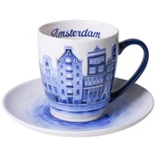 Heinen Delfts blauw Kaffeetasse und Untertasse - Delfter Blau - 2er-Set