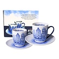 Heinen Delfts blauw Koffiemok en schotel - Delfts blauw - set van 2