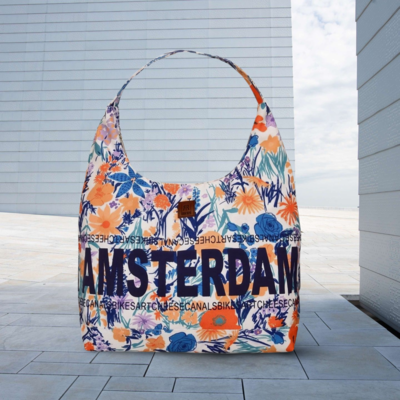 Robin Ruth Fashion Grote schoudertas Tas Amsterdam - Blauw - Bloemen - Copy