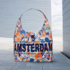 Robin Ruth Fashion Große Schultertasche Amsterdam - Blau - Blumenmuster