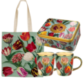 Typisch Hollands Holland cadeauset - Speculaas in blik ,mokken en tas - Pretty tulips groen