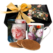 Typisch Hollands Luxe cadeauset de Heem - stilleven  ( mok en stroopwafels in blik)