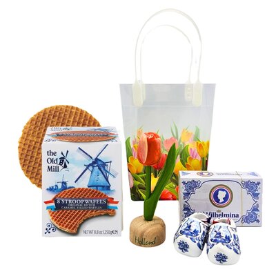 Typisch Hollands Holland gift bag PVC with tulips - 4x Holland treats - Copy