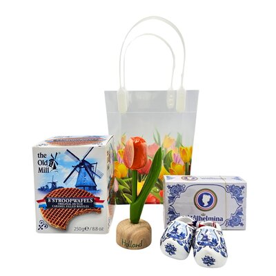 Typisch Hollands Holland PVC gift bag with tulips - 2 treats - 2 souvenirs