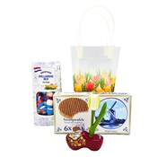 Typisch Hollands Holland geschenktasje PVC met tulpen -2x lekkers - 1x souvenir
