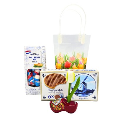 Typisch Hollands Holland gift bag PVC with tulips - 2x treats - 1x souvenir