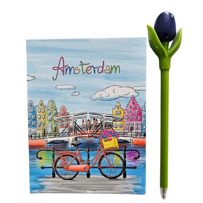 Typisch Hollands Amsterdam Tulip Kugelschreiber Notizbuch blau