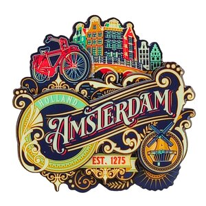 Typisch Hollands Magnet Amsterdam (Ornamente) - Vintage -Windmühlen-Fahrrad-Häuser