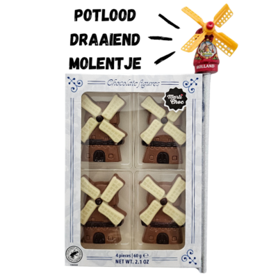 Typisch Hollands Chocolate windmills with pencil windmill - red