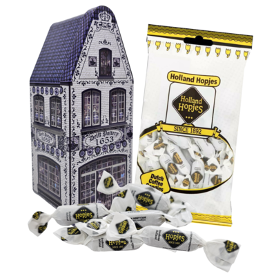 Typisch Hollands Gevelhuisje blik  Delfts blauw  met hopjes