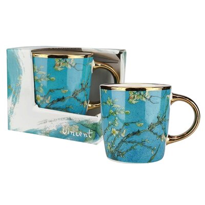 Matix Große Tasse mit goldenem Henkel - Mandelblüte