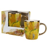 Matix Kleiner Becher mit goldenem Henkel – Sonnenblumen
