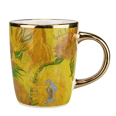Matix Kleiner Becher mit goldenem Henkel – Sonnenblumen