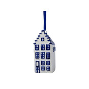 Heinen Delfts blauw Christmas ornament white - Facade house