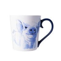 Heinen Delfts blauw Delft blue mug - Pig