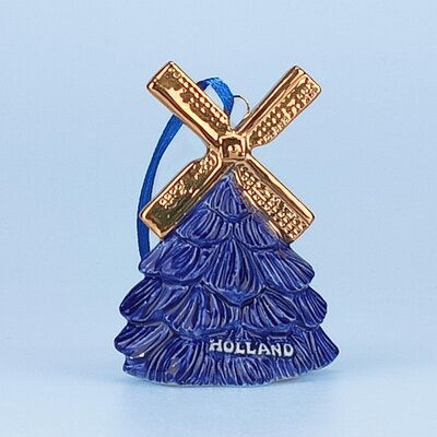 Typisch Hollands Weihnachtsschmuck Weihnachtsbaum mit goldenem Docht Delfter Blau