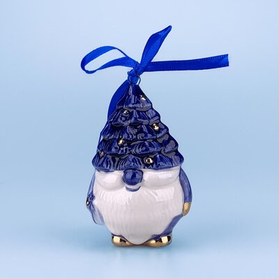 Matix Kerstornament kerst-trol Delfts-blauw  met goud