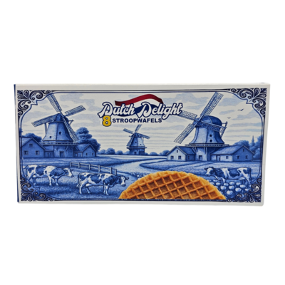 Stroopwafels (Typisch Hollands) Stroopwafels 8 Stück in Delfter blauer Geschenkverpackung