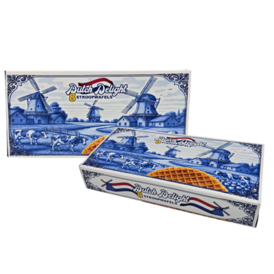 Stroopwafels (Typisch Hollands) Stroopwafels 8 stuks  in Delfts blauwe cadeauverpakking