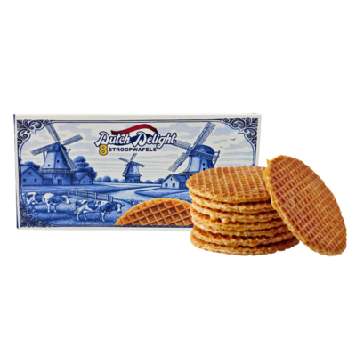 Stroopwafels (Typisch Hollands) Stroopwafels 8 Stück in Delfter blauer Geschenkverpackung