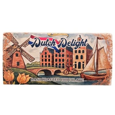 Typisch Hollands Melkchocoladereep in vintage verpakking - Molen en gevelhuisjes