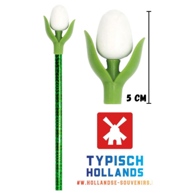 Typisch Hollands Tulp Potlood wit met blad