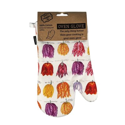 Memoriez Luxury Oven Glove - Tulips - White