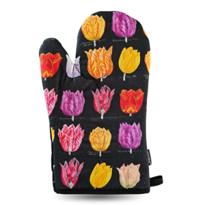 Memoriez Luxus-Ofenhandschuh - Tulpen - Schwarz