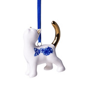 Heinen Delfts blauw Delfter Blau Weihnachtsornament - Katze mit goldenem Schwanz