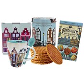 Typisch Hollands Cadeauset blik - koek en mok - Amsterdam huisjes