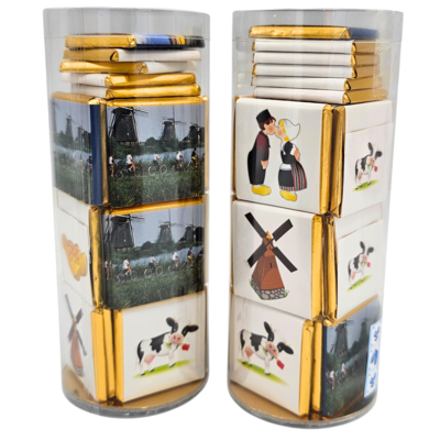 Typisch Hollands Chocolate tiles - Dutch glory - Tube of 50 pieces