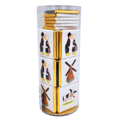 Typisch Hollands Chocolate tiles - Dutch glory - Tube of 50 pieces