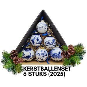 Heinen Delfts blauw Weihnachtskugeln in Delfter Blau – Set 2025