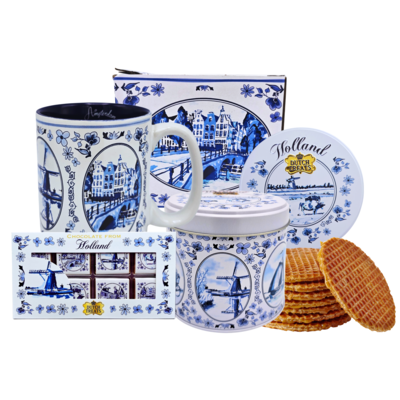 Typisch Hollands Geschenkset Holland - Delfts blauwe gifts en lekkernijen