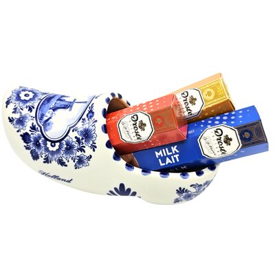 Droste Großer Delfter Blauer Holzschuh gefüllt mit 3 Rollen - Droste Pastillen