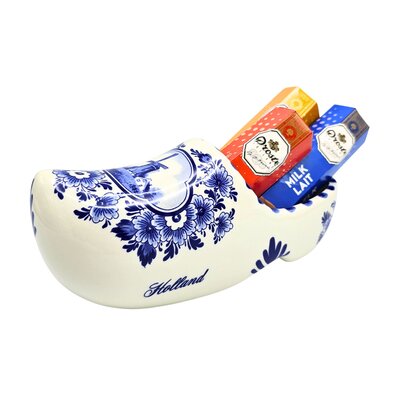 Droste Großer Delfter Blauer Holzschuh gefüllt mit 3 Rollen - Droste Pastillen