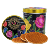 Typisch Hollands Stroopwafels in a tin with stylish tulip decoration