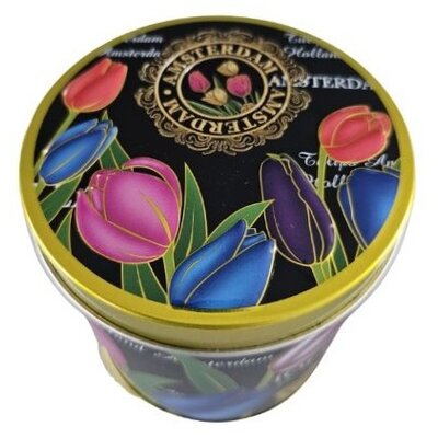 Typisch Hollands Stroopwafels in a tin with stylish tulip decoration