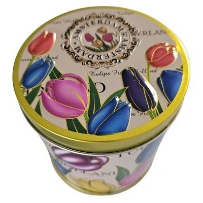 Typisch Hollands Stroopwafels in blik  met stijlvolle tulpendecoratie