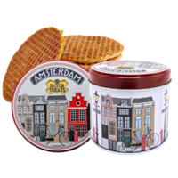 TTD Gifts Stroopwafels in einer Blechdose, Kanalhäuser und Fahrrad