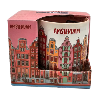 Typisch Hollands Amsterdam Gift Set - Large Mug and Tin of Stroopwafels Red-Fuchsia