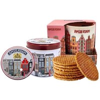 TTD Gifts Geschenkset Amsterdam - grote  mok en blik stroopwafels Rood-Fuchsia